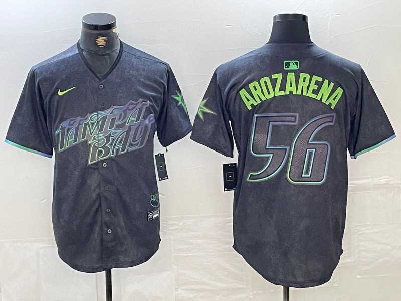 Men%27s Tampa Bay Rays #56 Randy Arozarena Charcoal 2024 City Connect Limited Stitched Jersey->tampa bay rays->MLB Jersey